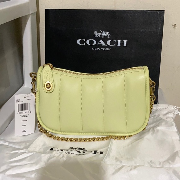Coach quilted leather Swinger 20 B4/Pale Lime Shoulder bag - Picture 1 of 8